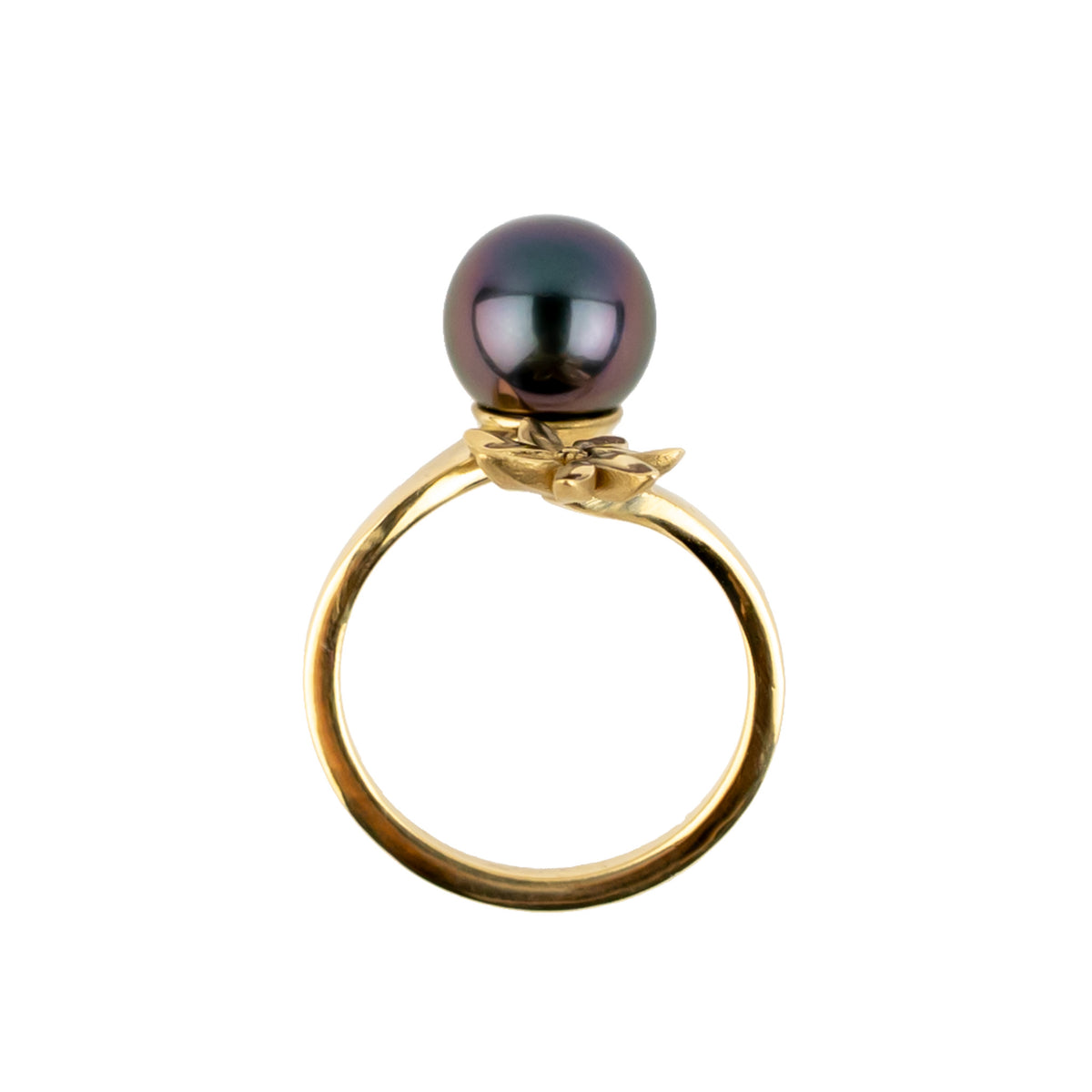 Violet Turquoise Tiaré 14K Gold Tahitian Pearl Ring