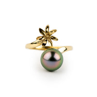 Fluorescent Pink Tiaré 14K Gold Tahitian Pearl Ring
