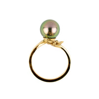 Fluorescent Pink Tiaré 14K Gold Tahitian Pearl Ring