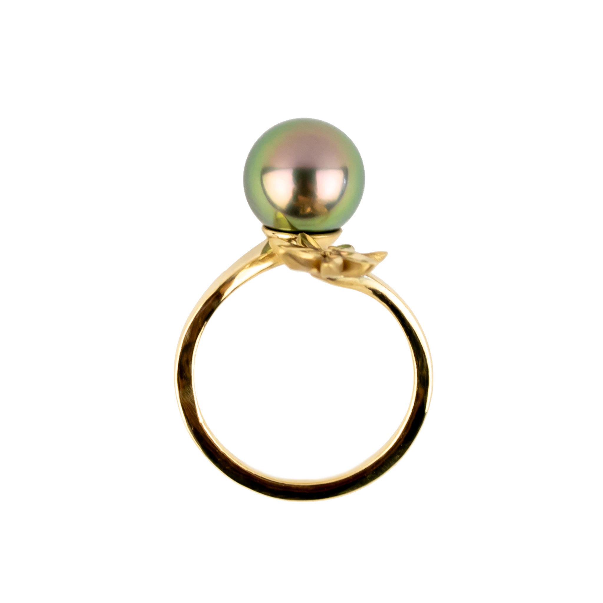 Fluorescent Pink Tiaré 14K Gold Tahitian Pearl Ring