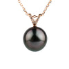 Deep Plum Tahitian Pearl & Diamond Hoa Necklace on 14K Rose Gold