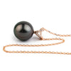 Deep Plum Tahitian Pearl & Diamond Hoa Necklace on 14K Rose Gold