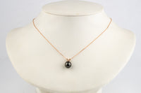 Deep Plum Tahitian Pearl & Diamond Hoa Necklace on 14K Rose Gold