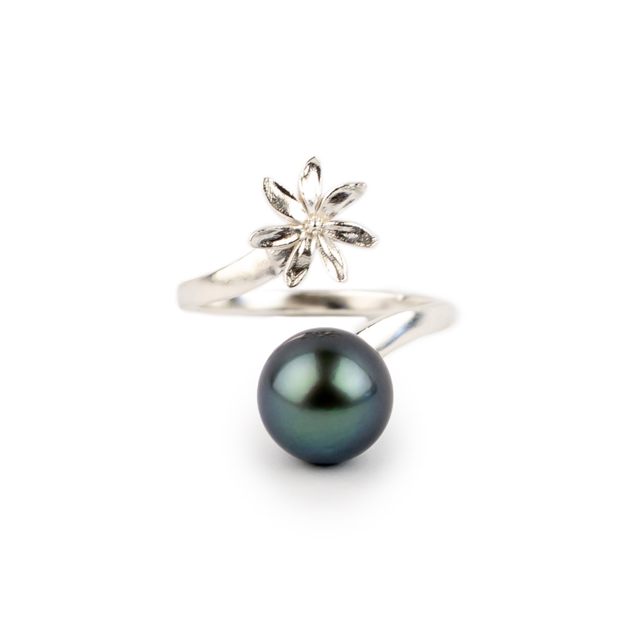Ocean Breeze Tiaré Sterling Silver Tahitian Pearl Ring