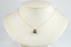 Iridescent Green Tahitian Pearl & Diamond Hoa Necklace on 14K Yellow Gold