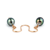 Indigo Green Peacock Circled Tahitian Pearl Dangles on 14/20 Rose Gold-Filled