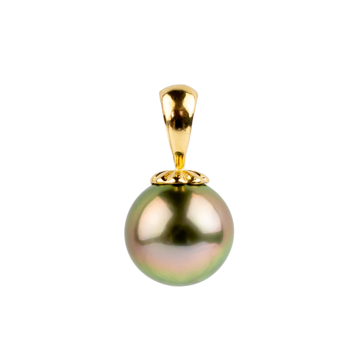 Pink Guava 10.2mm Tahitian Pearl Pendant on 14K Yellow Gold