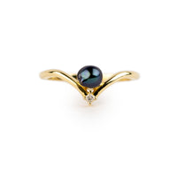 Tahitian Keshi Pearl & Diamond Sunrise Ring