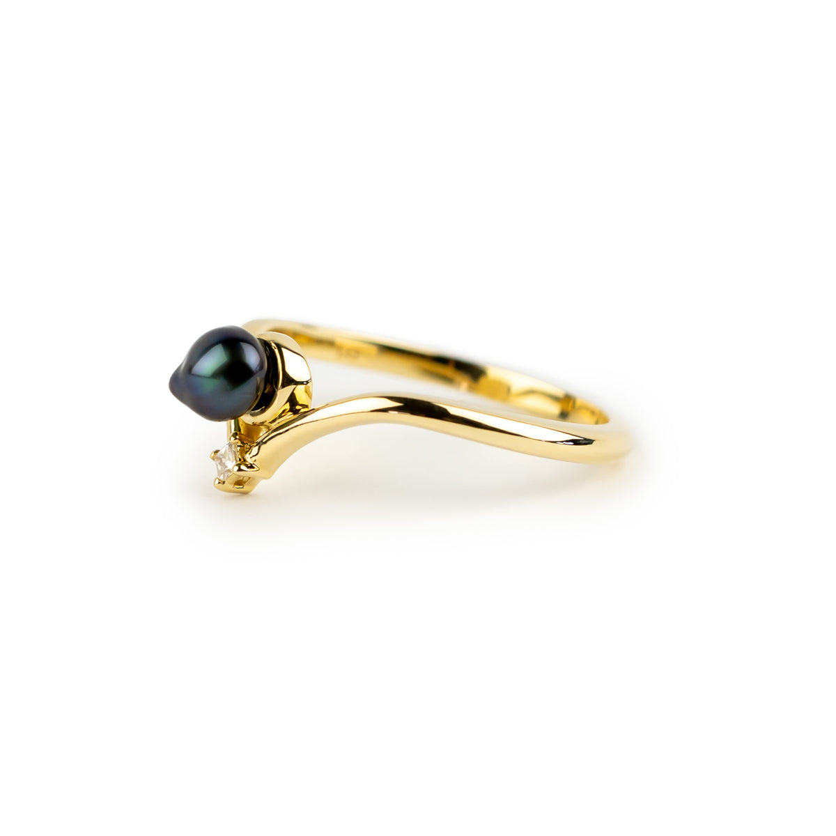 Tahitian Keshi Pearl & Diamond Sunrise Ring