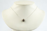 Aubergine Green 10.2mm Tahitian Pearl Solitaire Necklace on 14K White Gold