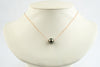 Rosy Pink Green 9.7mm Tahitian Pearl Solitaire Necklace on 14K Rose Gold