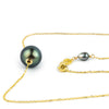 Indigo-Green 9.2mm Pearl Solitaire Necklace on 14K Yellow Gold