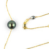 Indigo-Green 9.2mm Pearl Solitaire Necklace on 14K Yellow Gold