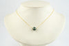 Indigo-Green 9.2mm Pearl Solitaire Necklace on 14K Yellow Gold