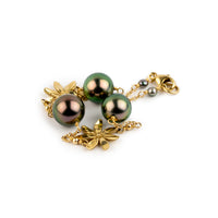 Garnet Green Tiaré Tahitian Pearl Tin Cup Bracelet on 14k Yellow Gold