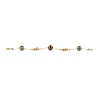 Garnet Green Tiaré Tahitian Pearl Tin Cup Bracelet on 14k Yellow Gold