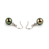 Tahitian Pearl & Diamond Aurora French Hook Earrings on 14K White Gold