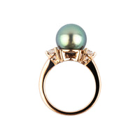 Tahitian Pearl & Diamond Bisou Ring on 14K Rose Gold