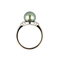 Tahitian Pearl & Diamond Toru Ring on 14K White Gold