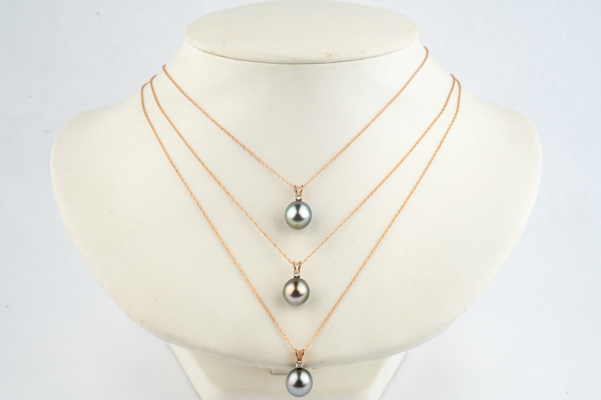 Tahitian Pearl & Diamond Light Pastel Étoile Necklace on 10K Rose Gold