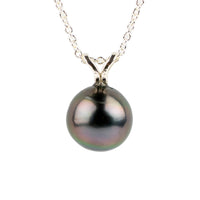 Deep Plum 9mm Tahitian Pearl I'a Necklace on Sterling Silver