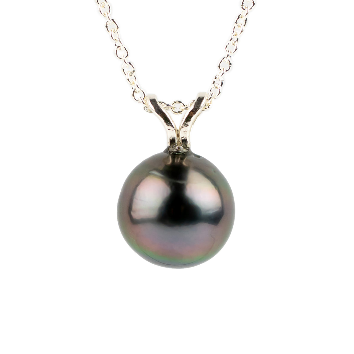 Deep Plum 9mm Tahitian Pearl I'a Necklace on Sterling Silver