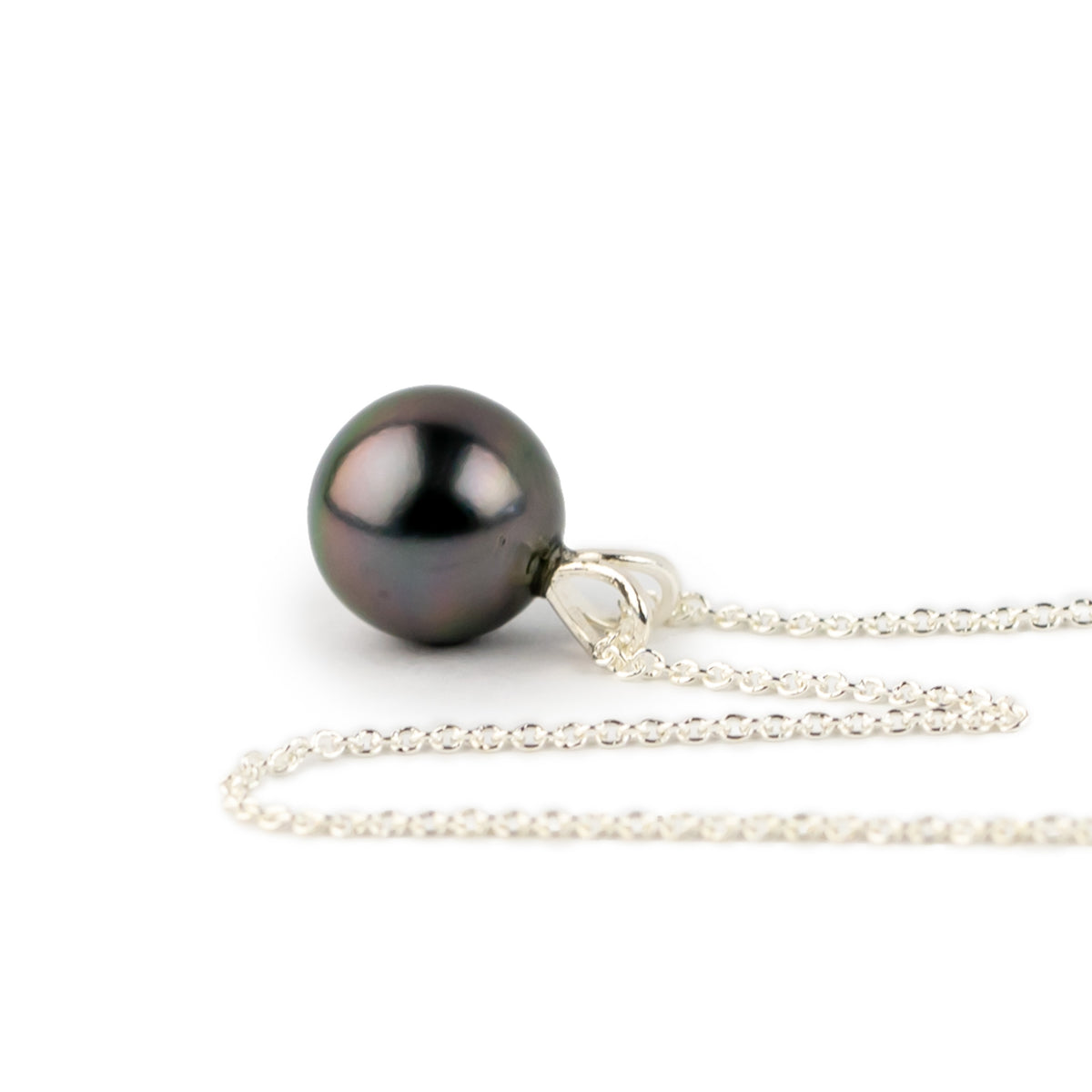Deep Plum 9mm Tahitian Pearl I'a Necklace on Sterling Silver