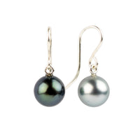 Icy Blue Tahitian Pearl Dangles on Sterling Silver