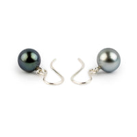 Icy Blue Tahitian Pearl Dangles on Sterling Silver