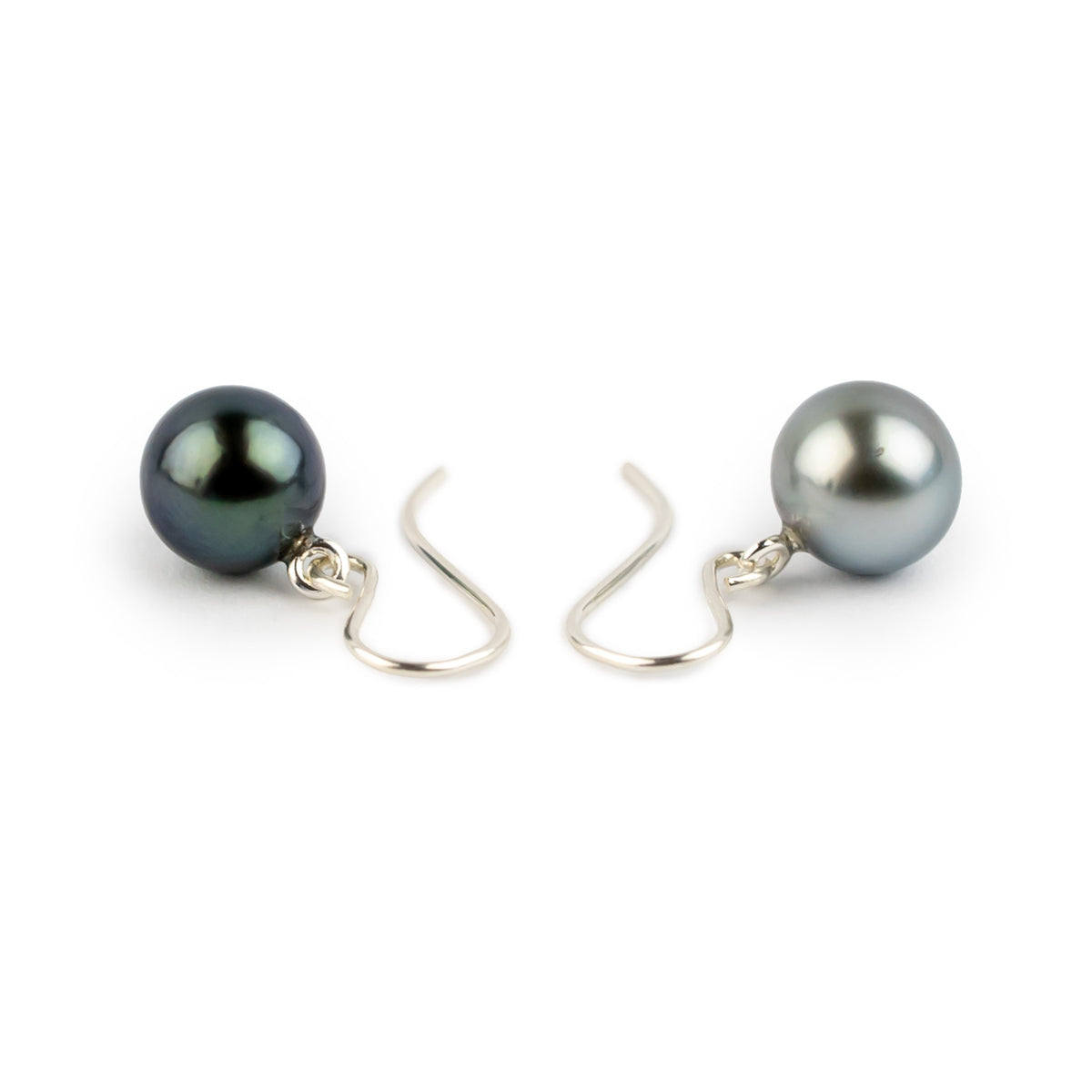 Icy Blue Tahitian Pearl Dangles on Sterling Silver