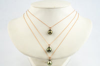 Tahitian Pearl & Diamond Coppery Green Étoile Necklace on 10K Rose Gold