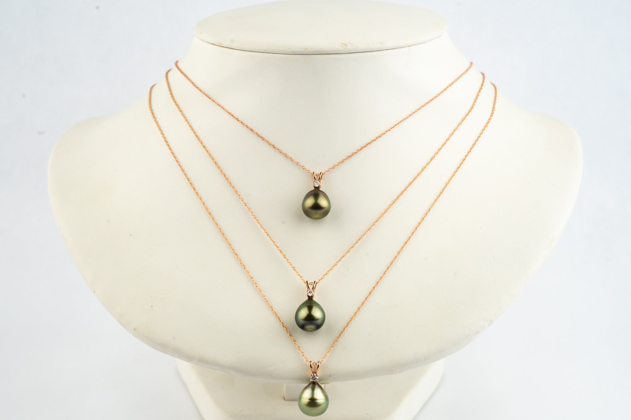 Tahitian Pearl & Diamond Coppery Green Étoile Necklace on 10K Rose Gold