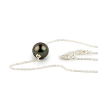Midnight Sky 10.2mm Tahitian Pearl Solitaire Necklace on Sterling Silver
