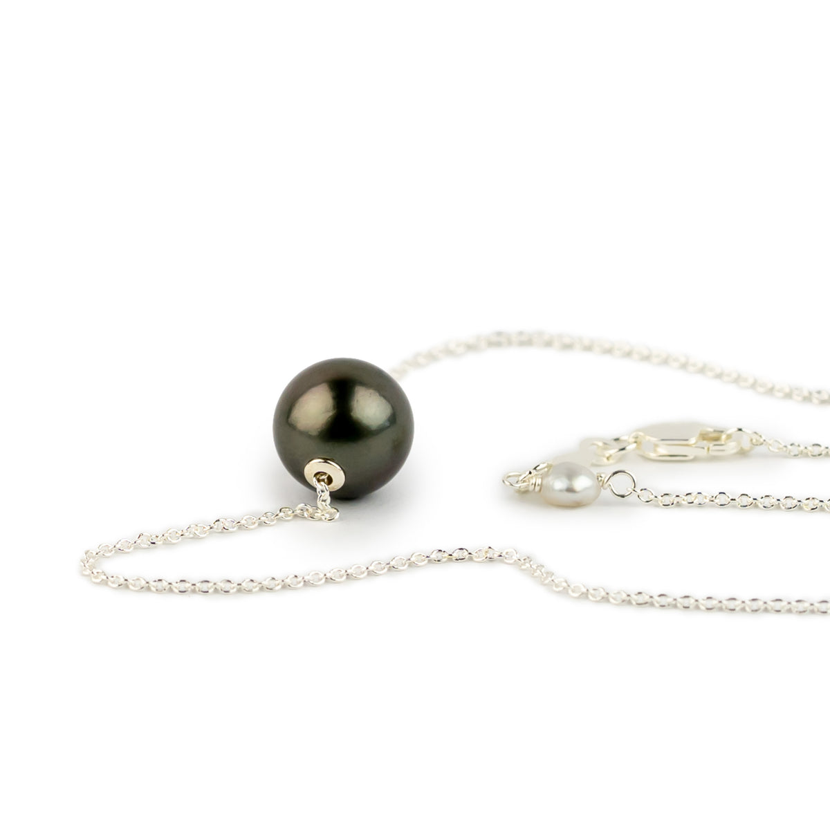 Midnight Sky 10.2mm Tahitian Pearl Solitaire Necklace on Sterling Silver