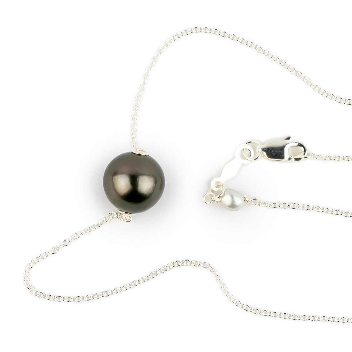 Midnight Sky 10.2mm Tahitian Pearl Solitaire Necklace on Sterling Silver