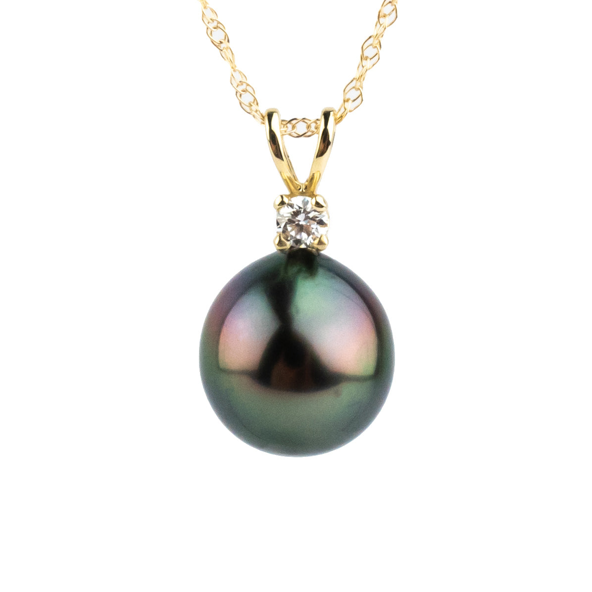 Tahitian Pearl & Diamond Rainbow Étoile Necklace on 10K Yellow Gold