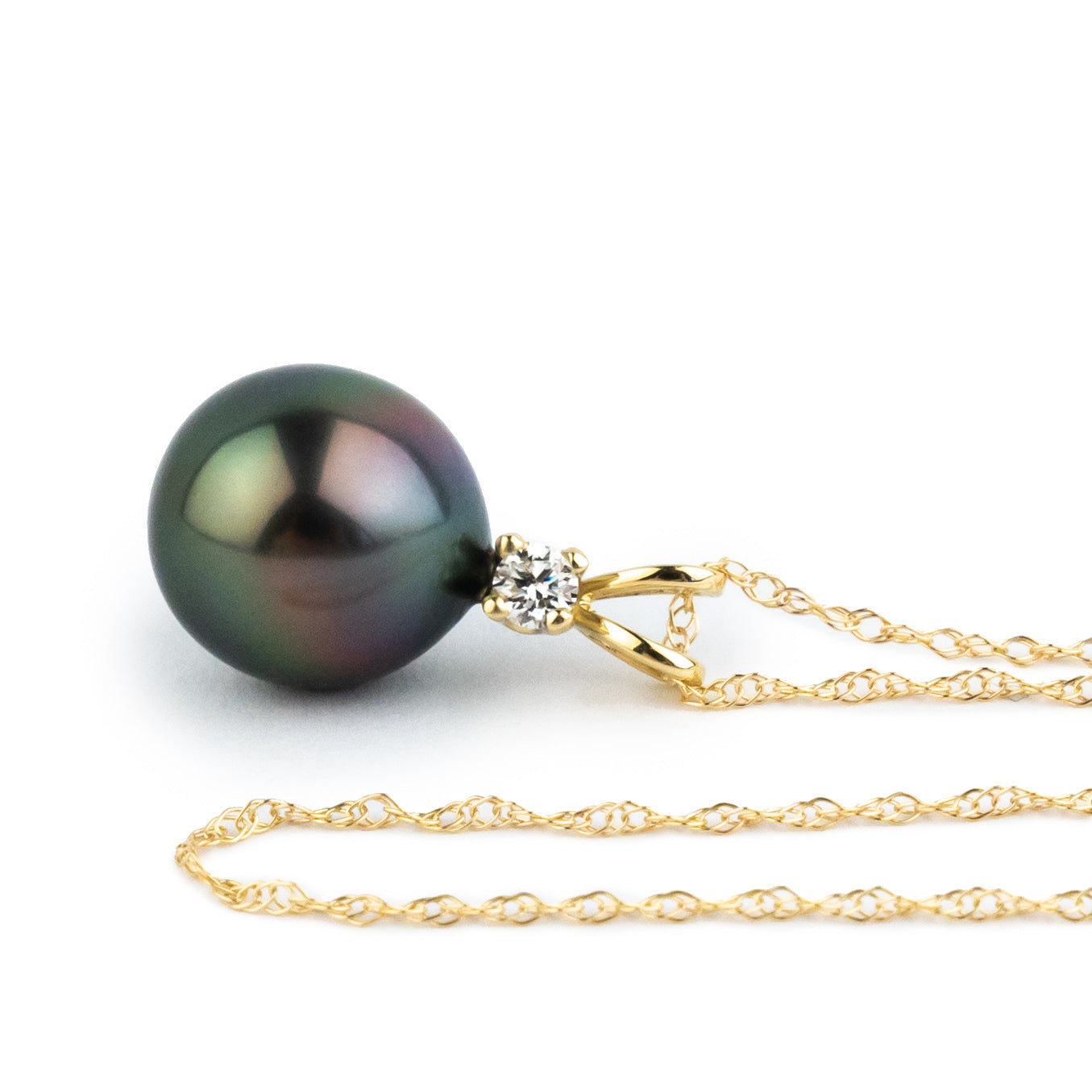 Tahitian Pearl & Diamond Rainbow Étoile Necklace on 10K Yellow Gold