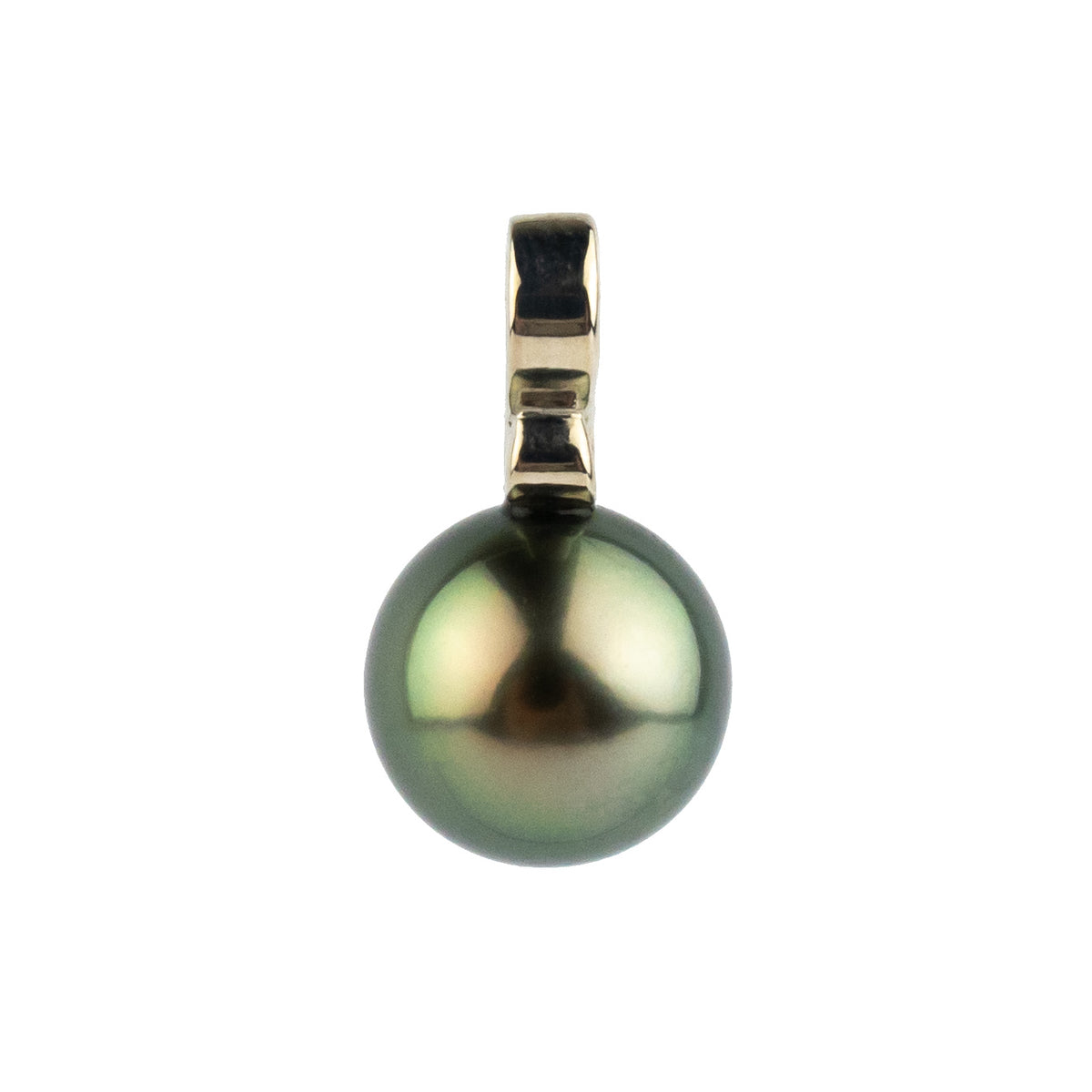 Green Glow 10mm Tahitian Pearl Infinity Pendant on 14K White Gold