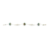 Flashy Peacock Tiaré Tahitian Pearl Tin Cup Bracelet on Sterling Silver