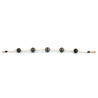 Flashy Purple Green Tahitian Pearl Tin Cup Bracelet on 14K Rose Gold