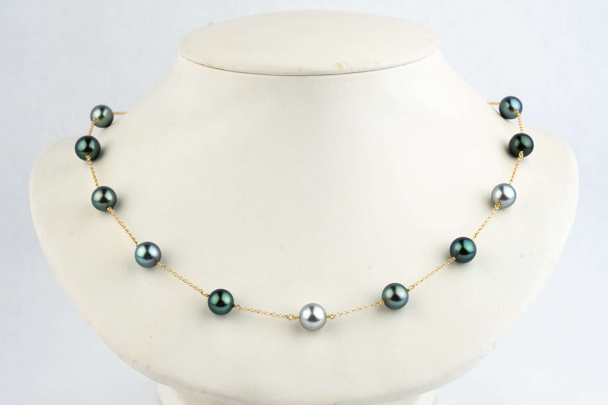 Blue Dream Tin-Cup Tahitian Pearl Necklace on 14/20 Gold Filled