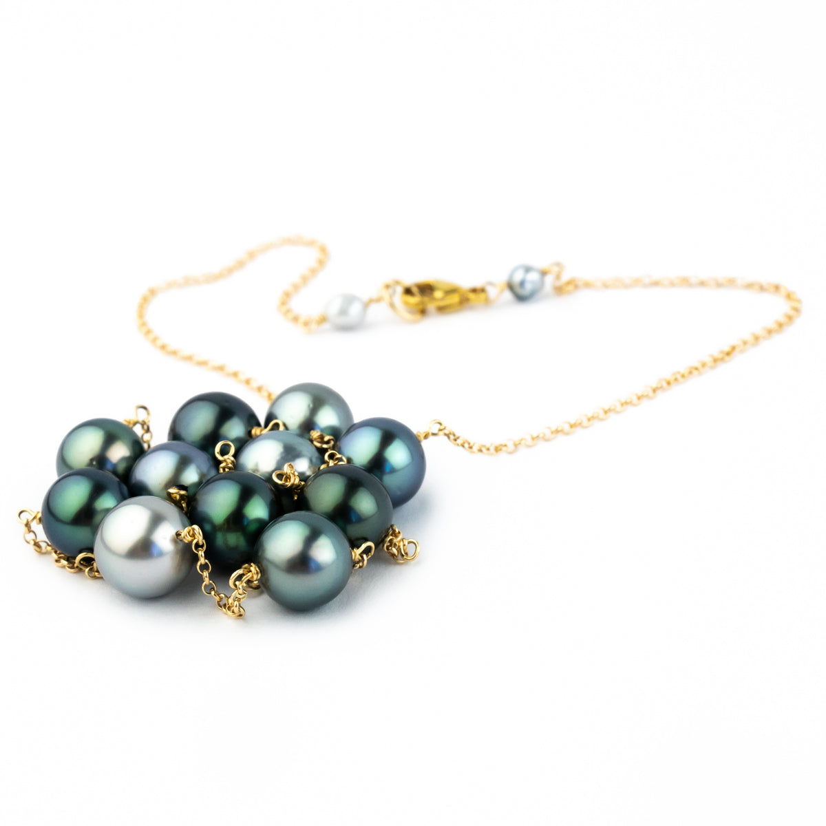 Blue Dream Tin-Cup Tahitian Pearl Necklace on 14/20 Gold Filled