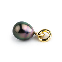 Flashy Plum Peacock Baroque 10.2mm Tahitian Pearl Rava Pendant on 14K Yellow Gold