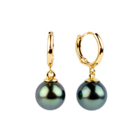 Pacific Blue Tahitian Pearl Huggie Hoop Earrings