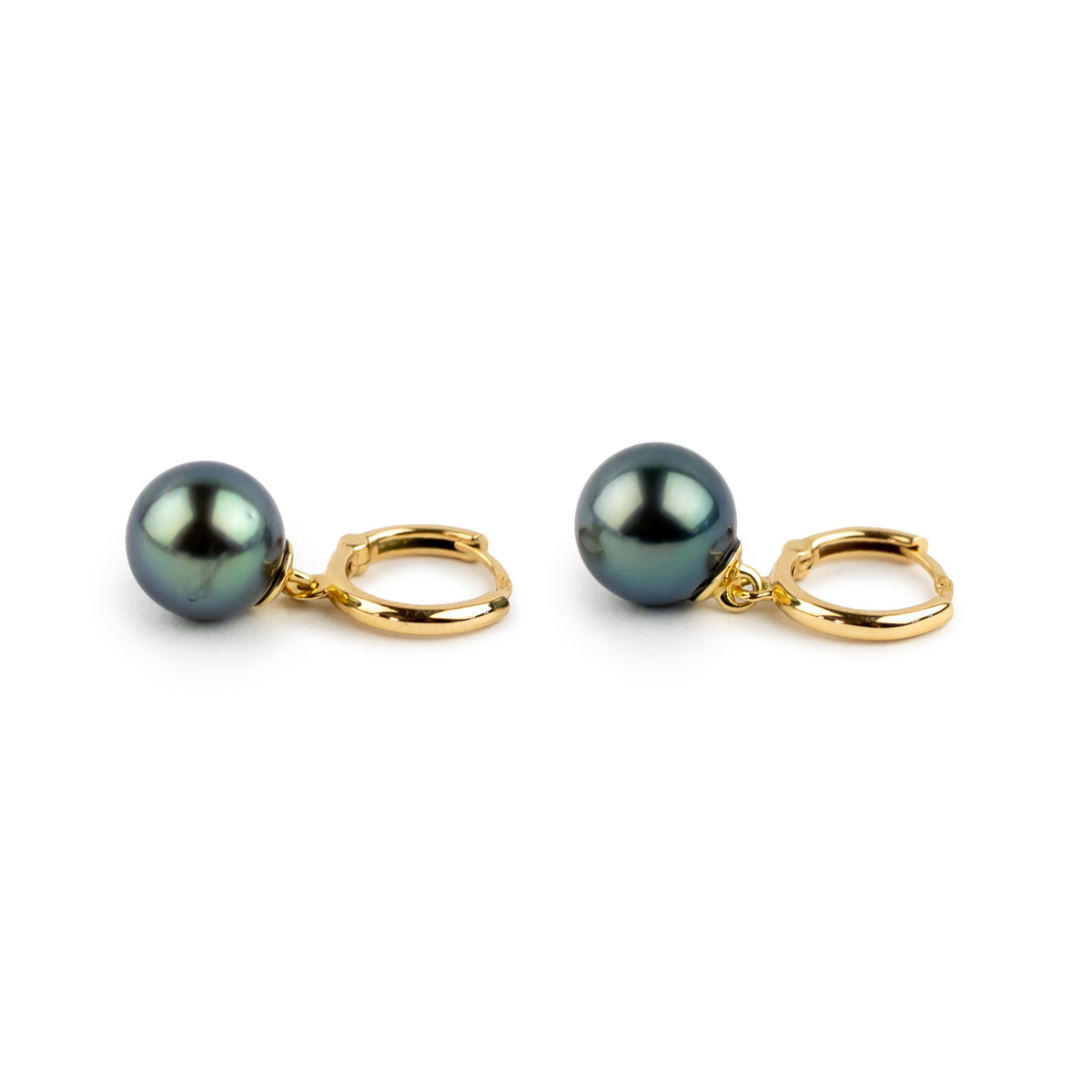 Pacific Blue Tahitian Pearl Huggie Hoop Earrings