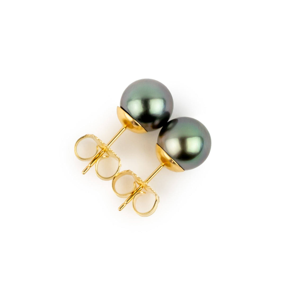 Lavender Green 7.6-8.7mm Tahitian Pearl Stud Earrings