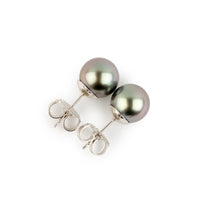 Lavender Green 7.6-8.7mm Tahitian Pearl Stud Earrings