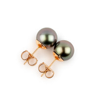 Lavender Green 7.6-8.7mm Tahitian Pearl Stud Earrings