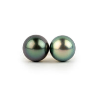 Indigo & Seafoam 10mm Tahitian Pearl Statement Stud Earrings