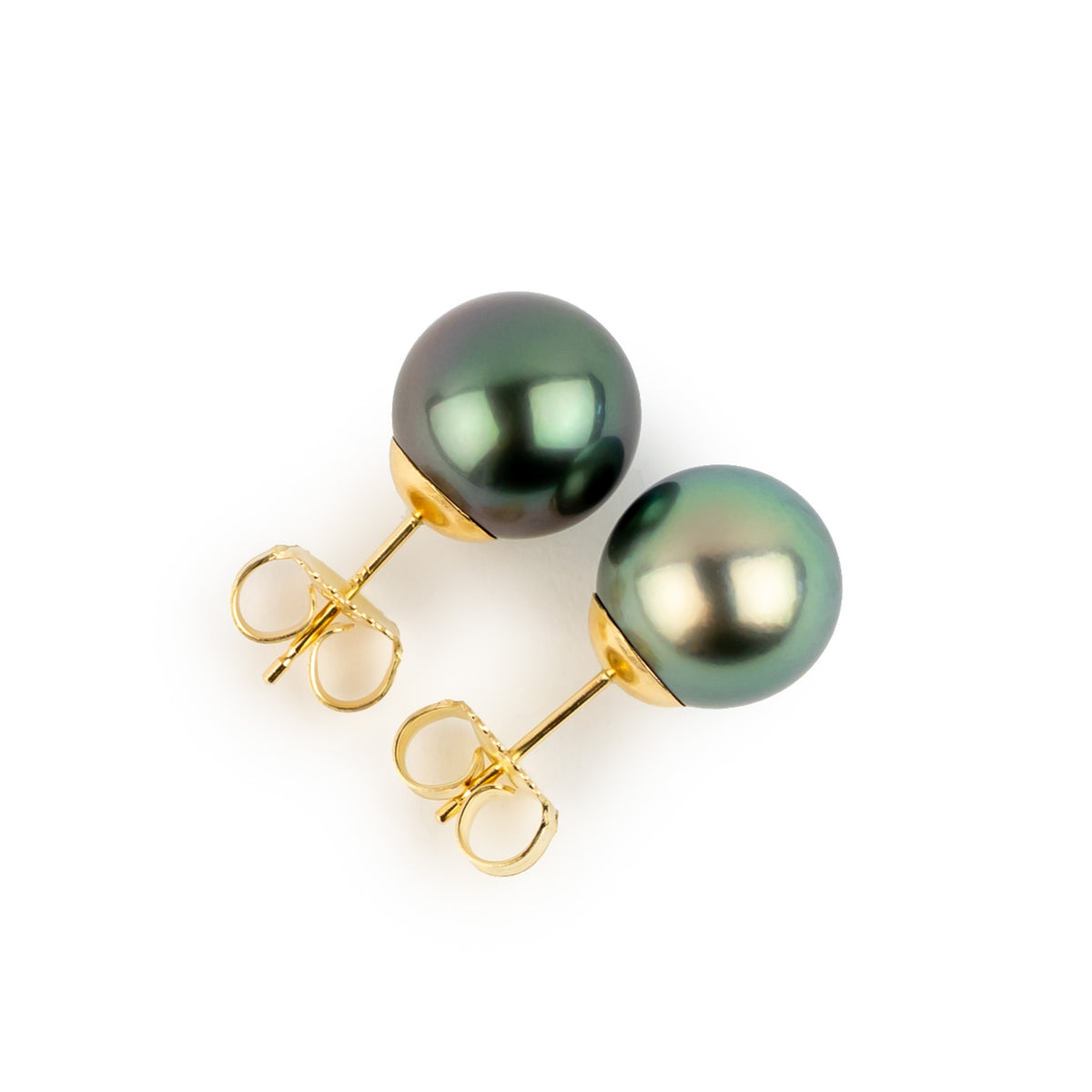 Indigo & Seafoam 10mm Tahitian Pearl Statement Stud Earrings